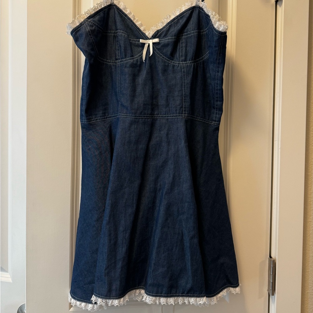 Blue and White Tie Front Mini Sundress